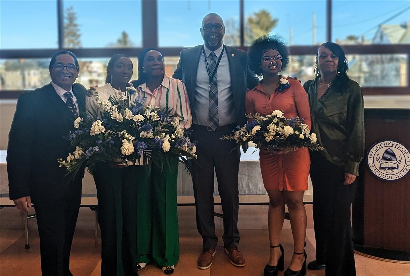 Mr. Perez, Amira Ibrahim, mom, Leyla Chekou; Superintendent Dr. Rosser Kayla Hawkins mom, Karen